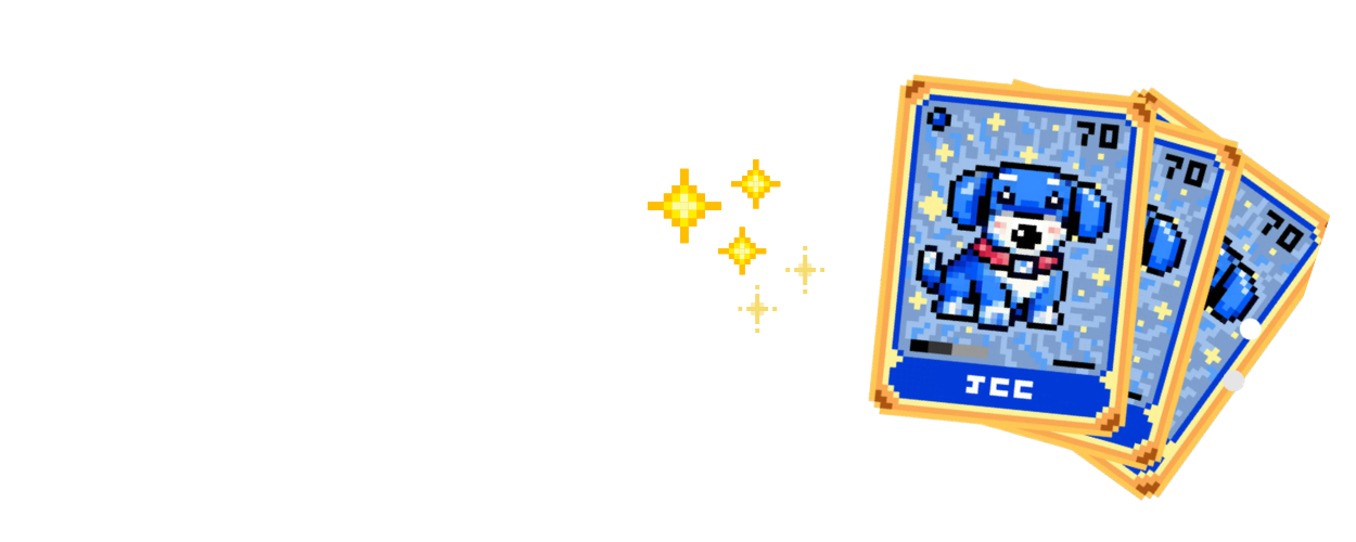 Banner pixel art con cartas de perro azul – Descubre las últimas novedades
