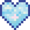Corazón azul pixel art con brillo – Icono de vida o salud