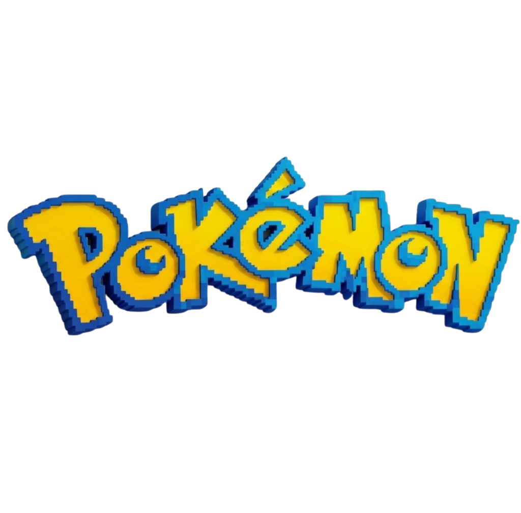 Logo clásico Pokémon en estilo pixel art